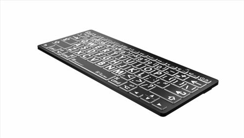 LargePrint White on Black Bluetooth Mini Keyboard for Mac - UK English LargePrint White on Black Bluetooth Mini Keyboard for Mac - UK English
